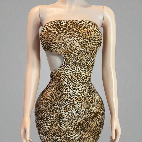 Leopard Print Strapless Midi Dress - Picture 6 of 6